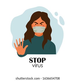 Novel coronavirus 2019-nCoV in China, woman in white medical face mask. Concept of coronavirus quarantine. vector