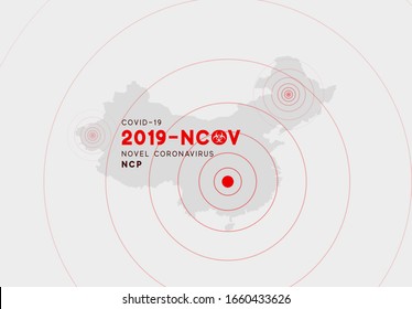 Novel Coronavirus (2019-nCoV). Epicenter of infection Asia-China, city in Wuhan, map infographics. China pathogen respiratory coronavirus 2019-nCoV. Virus Covid 19-NCP. nCoV single-stranded RNA virus.