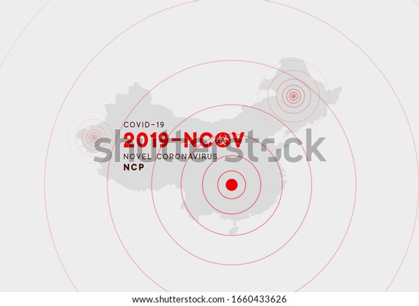 Novel Coronavirus (2019-nCoV). Epicenter of\
infection Asia-China, city in Wuhan, map infographics. China\
pathogen respiratory coronavirus 2019-nCoV. Virus Covid 19-NCP.\
nCoV single-stranded RNA\
virus.
