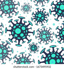 Novel coronavirus 2019-nCoV - global pandemic. Coronavirus background with bacteria. Virus Infection concept. Medical wallpaper. Coronavirus quarantine. Vector 10 eps