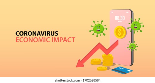 Novel coronavirus 2019-nCoV impact global economy. corona virus make down economy. country economic impact novel coronavirus. chart economy down. wuhan corona virus business down - vector illustratio