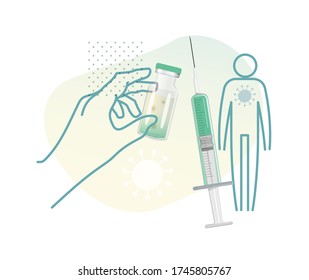 Novel Coronavirus - 2019-nCoV - Vaccine Human Trial  - Illustration as EPS 10 File