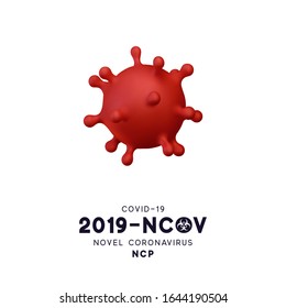 Novel Coronavirus (2019-nCoV). Virus Covid 19-NCP. Coronavirus nCoV wird als einsträngiges RNA-Virus bezeichnet. Hintergrund mit realistischen 3D-roten Viruszellen.Vektorillustration.