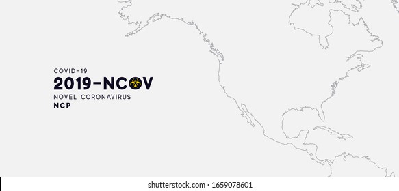 Novel Coronavirus (2019-nCoV). Virus Covid 19-NCP. nCoV denoted is single-stranded RNA virus. Usa map. Country United States of America