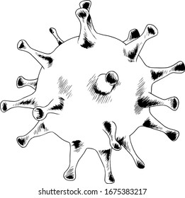 Novel Coronavirus (2019-nCoV). Virus Covid 19-NCP. Coronavirus nCoV denoted is single-stranded RNA virus. Background with realistic virus cells. danger symbol vector illustration.