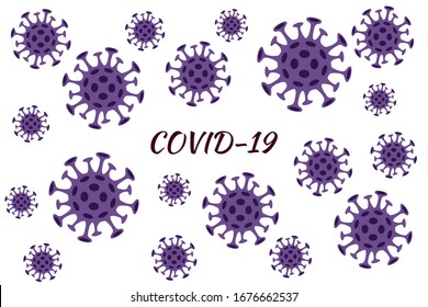 Novel Coronavirus (2019-nCoV). Virus Covid 19-NCP. Coronavirus nCoV denoted is single-stranded RNA virus. Background with virus cells. Danger symbol vector illustration. Covid-19.