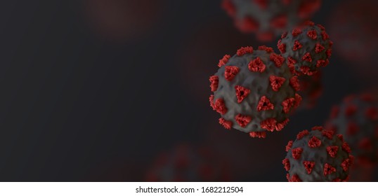 Novel Coronavirus (2019-nCoV). Virus Covid 19-NCP. Coronavirus nCoV denoted is single-stranded RNA virus. Background with realistic 3d black and red viruses cells. SARS-CoV2. vector illustration.