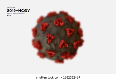 Novel Coronavirus (2019-nCoV). Virus Covid 19-NCP. Coronavirus nCoV denoted is single-stranded RNA virus. Isolated realistic 3d black and red viruses cells. SARS-CoV2. vector illustration.