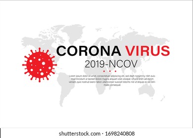 Novel Coronavirus (2019-nCoV). Virus Covid 19-NCP. Coronavirus nCoV denoted is single-stranded RNA virus. Background with realistic 3d red and white viral cells. danger symbol vector illustration.
