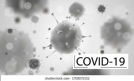 Novel Coronavirus 2019-nCoV. Virus Covid 19-NCP. Coronavirus nCoV denoted is single-stranded RNA virus. Background with realistic 3d white virus cells. 4K FullHD resolution aspect ratio