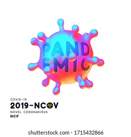 Novel Coronavirus (2019-nCoV). Virus Covid 19-NCP. Coronavirus nCoV denoted is single-stranded RNA virus. Background with realistic 3d gradient holographic color virus cells. vector illustration.