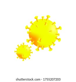 Novel Coronavirus (2019-nCoV). Virus Covid 19-NCP. Coronavirus nCoV denoted is single-stranded RNA virus. Background with realistic 3d yellow and orange.