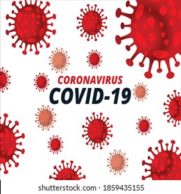 Novel Coronavirus (2019-nCoV). Virus Covid 19-NCP seamless pattern. Repetitive illustration of red viruses on white background