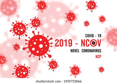 Novel Coronavirus (2019-nCoV). Virus Covid 19-NCP. Coronavirus nCoV denoted is single-stranded RNA virus. Background with red virus cells. Horizontal banner, poster, header for website