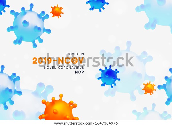 新規コロナウイルス 19 Ncov ウイルスcovid 19 Ncp コロナウイルスocpvが一本鎖rnaウイルスである リアルな3d青とオレンジのウイルス細胞の背景 危険記号のベクター画像イラスト のベクター画像素材 ロイヤリティフリー