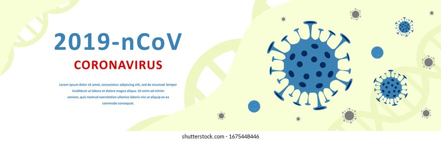 Novel Coronavirus 2019-nCoV. Wuhan virus disease, virus infection. Web banner with cells Corona virus. Linear outline style. Vector illustration.