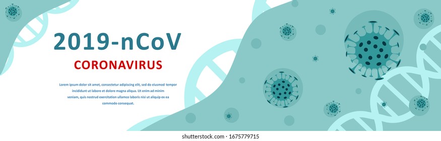 Novel Coronavirus 2019-nCoV. Wuhan virus disease, virus infection. Web banner with cells Corona virus. Linear outline style. Vector illustration.