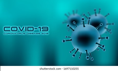Novel coronavirus 2019-nCoV.Blue background with bacteria and the inscription coronavirus.COVID-19.Vector illustration