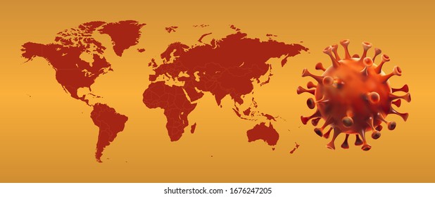 Novel coronavirus around the world map (2019-nCoV), 3D vector illustration background of coronavirus 