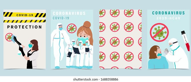 Novel coronavirus background and covid-19 concept design to prevent the spread of bacteria, viruses.Vector illustration for poster