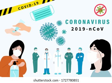 Novel coronavirus background and covid-19 concept design to prevent the spread of bacteria, viruses.Vector illustration for poster