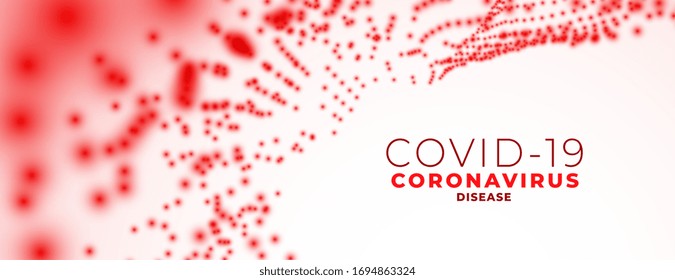 banner novedoso de coronavirus con partículas de glóbulos rojos