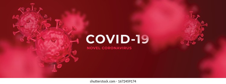 Novel Coronavirus COVID-19 3d red banner illustration template vector