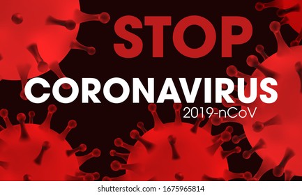Novel Coronavirus COVID-19 medical infection.Virus protection covid19 molecule on red. Dangerous asian ncov corona virus pandemic risk background design.