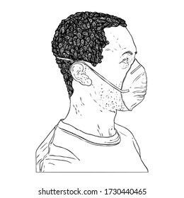 Novel coronavirus COVID-19 new normal social concept, Urban commuter in protective and medical face mask. Prevention and quarantine from infections, flu contaminated air pollution. Vector. 