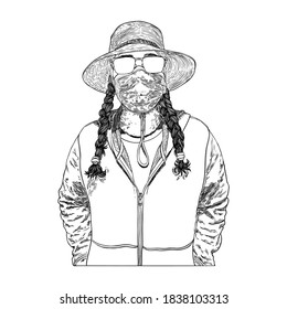 Novel coronavirus COVID-19 new normal social concept, Urban commuter in protective and medical face mask. Prevention and quarantine from infections, flu contaminated air pollution. Vector. 