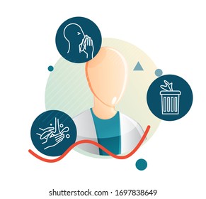 Novel Coronavirus - COVID-19 - Respiratory Hygiene Etiquette - Icon As EPS 10 File