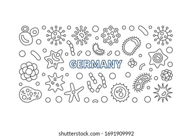 Novel Coronavirus in Germany vector concept thin line horizontal illustration or banner