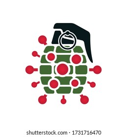 Novel Coronavirus grenade bomb vector icon. Bomb shaped spotted symbol on white background.
