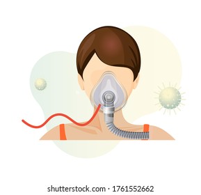 Novel Coronavirus - Non Invasive Ventilation Support - Icon as EPS 10 File