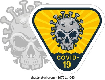  Novel Coronavirus outbreak covid-19 2019. Sticker of Global pandemic alert. Typography Design. Symbol and logo.