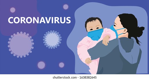 Novel Coronavirus, Coronavirus and vector design Mother and baby mask coronavirus