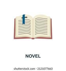 Novel flat icon. Colored element sign from books collection. Flat Novel icon sign for web design, infographics and more.