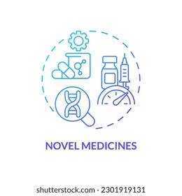 Novel medicines blue gradient concept icon. Improvement of clinical trials. Genome research. Benefit of precision medicine abstract idea thin line illustration. Isolated outline drawing