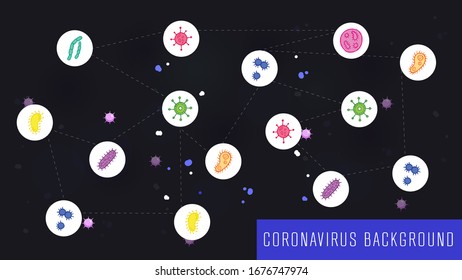 NOVEL/COVID-19 CORONAVIRUS article/blog/magazine cover background. Virus illustration for medical presentation backdrop, article, blog, banner, poster, brochure.