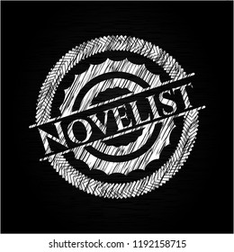 Novelist chalkboard emblem on black board
