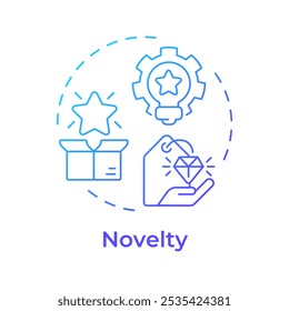 Novelty blue gradient concept icon. Personalized recommendations, preferences. Marketing, content. Round shape line illustration. Abstract idea. Graphic design. Easy to use article, blog post