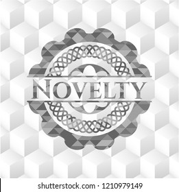 Novelty grey emblem with geometric cube white background