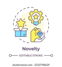 Novelty multi color concept icon. Personalized recommendations, preferences. Marketing, content. Round shape line illustration. Abstract idea. Graphic design. Easy to use article, blog post