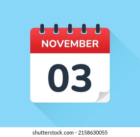 November 03 - Daily calendar icon in graphic design.