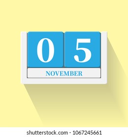 November 05. Vector flat daily calendar icon. Date and time, day, month. Holiday. Season.