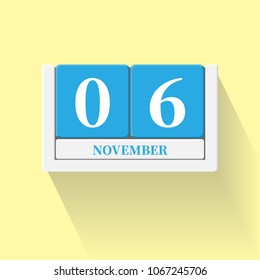 November 06. Vector flat daily calendar icon. Date and time, day, month. Holiday. Season.