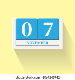 November 07. Vector flat daily calendar icon. Date and time, day, month. Holiday. Season.
