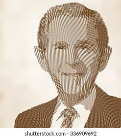 November 08, 2015: A Vector Caricature Of A Portrait Of The The 43th President Of USA George W Bush