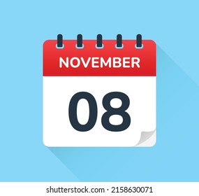 Noviembre de 2008 - Icono del calendario diario de vectores. Fecha y hora, día, mes.
