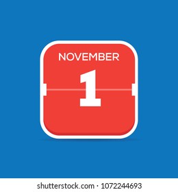 November 1 Calendar Flat Icon
